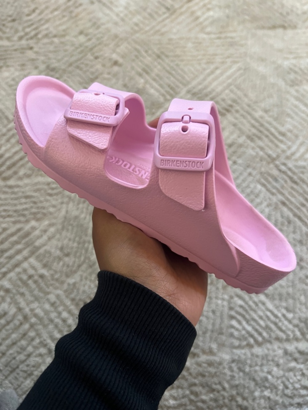 Girl’s Pink Birkenstock Arizona EVA Two-Strap Slide Sandal